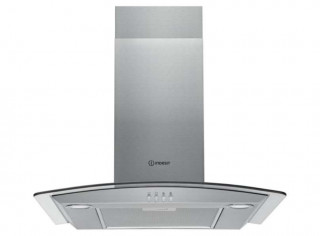 Indesit IHGC65LMX 60Cm Cooker Hood With Curved Glass - Stainless Steel